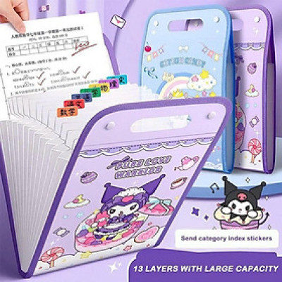  Túi bìa lưu trữ , giấy A4 , tài liệu , gồm 13 ngăn  trong suốt  chống thấm nước , nút bấm quai xách  đa năng 