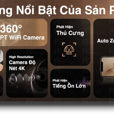 Camera Wifi Ezviz C6C 8M - 4K Siêu Rõ Nét, Quay Quét 360 độ , Đàm thoại 2 chiều, Có màu ban đêm, Phát hiện người AI - hàng chính hãng
