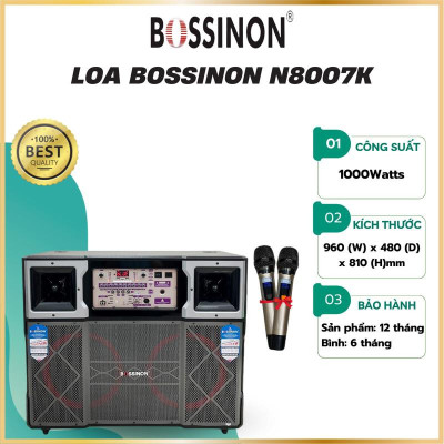 loa kéo tủ hát karaoke bass 40 đôi Bossinon N8007K, Công suất: 1000Watts - Hàng chính Hãng