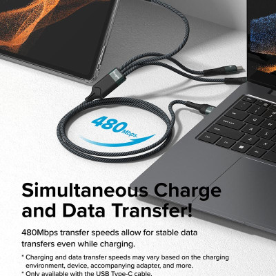 Cáp sạc nhanh đa năng cho điện thoại/tablet RINGKE 3-in-1 Fast Charging Multi Cable 1.2M - Hàng Chính Hãng