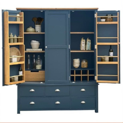 Tủ gỗ đựng thực phẩm chuyên dụng Tundo ngang 140 x 55 x 198 cm màu xanh