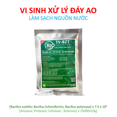 VƯỜN SINH THÁI - Chế phẩm vi sinh hồ cá, tôm BZT. Xử lý nước, làm sạch nhớt đáy ao. Ức chế tảo lam, khí độc. Hàng tỷ bào tử hữu hiệu từ HOA KỲ