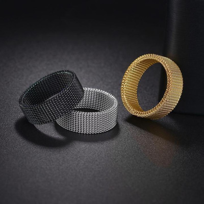 Nhẫn nam nữ xích lưới Elas thép không gỉ trangsucpt hiphop đường phố Unisex - Nhẫn Dring PTNNA30