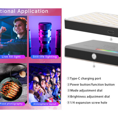 ULANZI VL120 RGB (2500-9000K) - HÀNG CHÍNH HÃNG - Đèn LED đổi màu RGB | 20 hiệu ứng | Pin Lithium 3100mAh