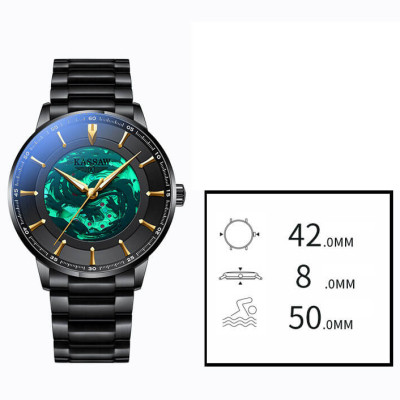 Đồng hồ nam chính hãng KASSAW FS4-1 Kính sapphire ,chống xước,Chống nước 50m,Bảo hành 24 tháng,Máy cơ (Automatic),Dây Kim loại Thép không gỉ 316L