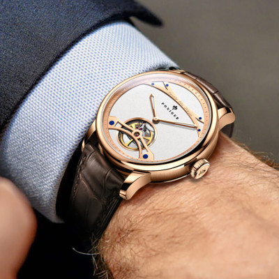 Đồng hồ nam Poniger P819-1 Chính hãng ,Kính sapphire nguyên khối ,chống xước,chống nước 50m,mặt trắng vỏ vàng hồngdây da nâu ( đen) xịn,vỏ máy thép không gỉ 316L,Đồng hồ cơ (Automatic) bảo hành 24 tháng, hàng mới 100%,thiết kế trẻ trung và sang trọng