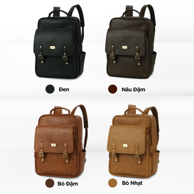 Balo Laptop Da Cao Cấp IDIGO UBP2-5050, Balo Công Sở Nam Nữ Nắp Gập Thời Trang Đựng Laptop 15 Inch