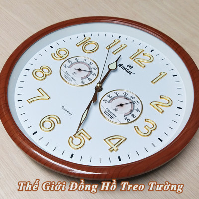 Đồng hồ EASTAR Kim Trôi có DẠ QUANG và NHIỆT ẨM KẾ Tự Động – Số nổi 3D Viền Vân Gỗ – Tặng Pin Maxell.