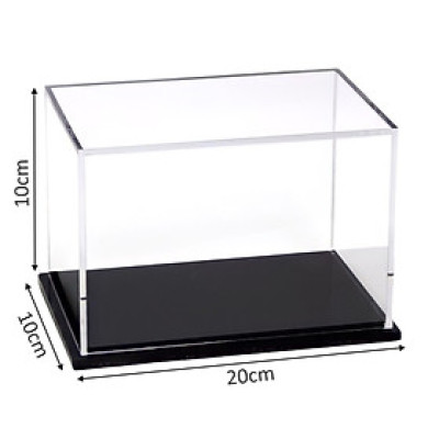 Hộp mica Enter BOX104 10x20x10cm mica dày 2mm, đế đen 5mmx2 chữ nhật nằm, Hộp trưng bày mô hình, Hộp mica trong chống bụi