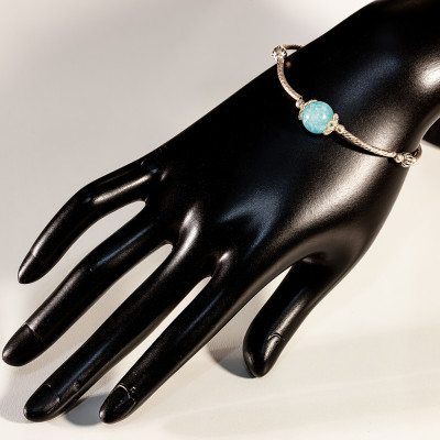 Vòng tay phong thủy đá Aquamarine mix bạc 925 VK010