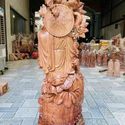 Tượng phật di lặc ngũ phúc bằng gỗ hương đá kt 50×12×19cm