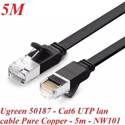 Ugreen UG50187NW101TK 5M màu Đen Cáp mạng LAN CAT 6 UTP dây dẹp - HÀNG CHÍNH HÃNG