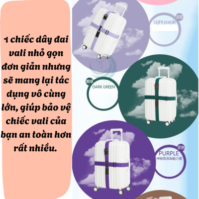[KHÓA GÀI]-Dây đai cố định và bảo vệ vali an toàn mẫu đôi 2m, màu ngẫu nhiên+ Tặng kèm thẻ đeo hành lý ngẫu nhiên