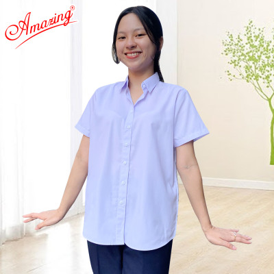 Áo trắng nữ sinh tay lỡ form rộng, phong cách Hàn Quốc, vải kate silk, dáng suông trẻ trung năng động