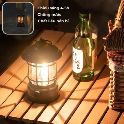 Đèn Cắm Trại Dã Ngoại Du Lịch Sạc USB 1200mAh, Ánh Sáng Vàng Trang Trí - HÀNG CHÍNH HÃNG MINIIN