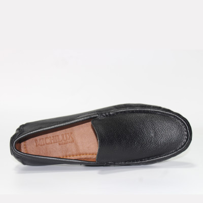 Giày MICHILUX Da Bò Thật Chính Hãng Classic Moccasin CSMS0 Màu Đen