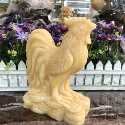 Tượng con gà giáp phong thủy đá ngọc hoàng long trang trí bàn làm việc - Cao 20 cm