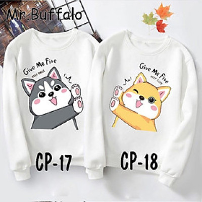 Áo cặp, đôi sweater Chó mèo siêu cute Mr.Buffalo