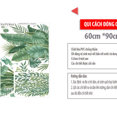 Sticker Giấy Dán Tường Decal Dán tường Mẫu Hoa Lá Cực Xinh ZH011