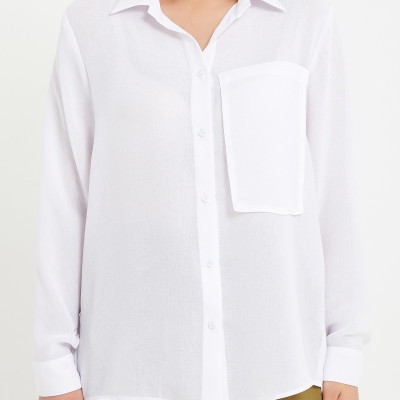 Áo sơ mi nữ cotton tay dài, có túi Maxivic, La Mộc - LM0122307