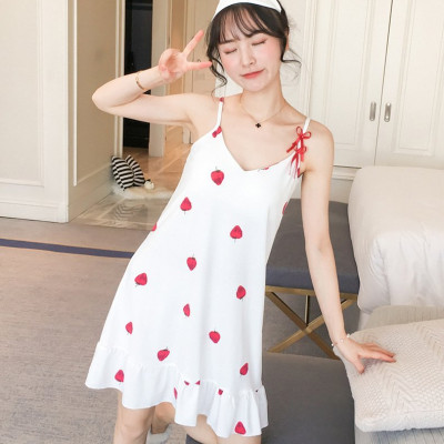 Đầm mặc nhà, đầm ngủ, đầm 2 dây có mút ngực dày dặn, hình dâu siêu xinh HB21