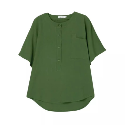 Áo sơ mi nữ form rộng kiểu tay lỡ cổ tròn NeSa Shop, chất liệu Lanh Cotton thấm hút mồ hôi, áo sơ mi nữ nhiều màu, SMT02