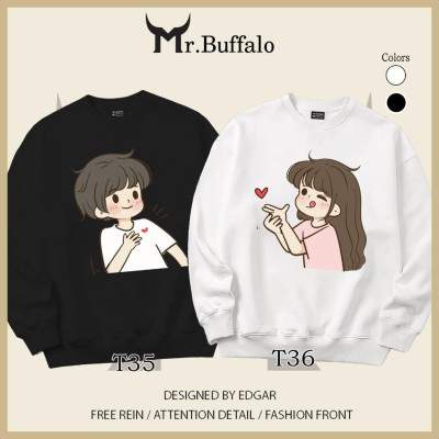 Áo Sweater cặp đôi nam nữ bắn tim dễ thương Mr.Buffalo