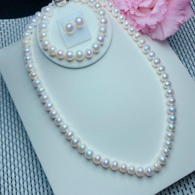 Bộ combo dây chuyền, vòng đeo tay và bông tai ngọc trai nuôi tự nhiên
