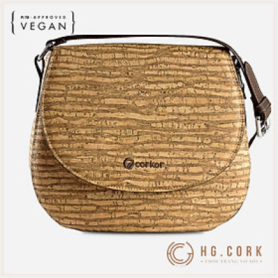 Túi Đeo Chéo Nữ Cao Cấp - SADDLE BAG - HGcork Corkor CK246 - Vật liệu da cork thực vật thuần chay - Sản phẩm Handmade, Sản xuất tại Bồ Đào Nha