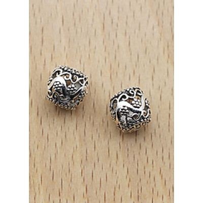 Combo 2 cái charm bạc hình trụ họa tiết rồng xỏ ngang - Ngọc Quý Gemstones