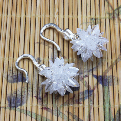 Hoa Tai Nữ Bạc Hiểu Minh HT191 Bông tuyết trắng pha lê