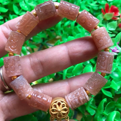 Vòng Tay phong Thủy may mắn tài lộc kiểu Đá Lu Charm mặt trời thiên nhiên vip Size 9mm x dài 12mm hàng cao cấp nữ đeo tay sang lắm luôn ạ 100% đá thiên đeo vào may mắn tốt sức khỏe tim mạch và đẹp ạ
