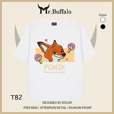 Áo đôi, cặp tay lỡ unisex zootopia Nick, judy dễ thương Mr.Buffalo