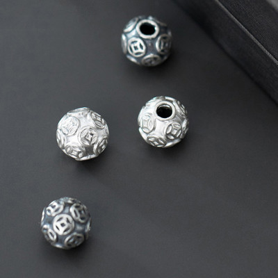 Charm bạc đồng tiền tròn xỏ ngang - Ngọc Quý Gemstones