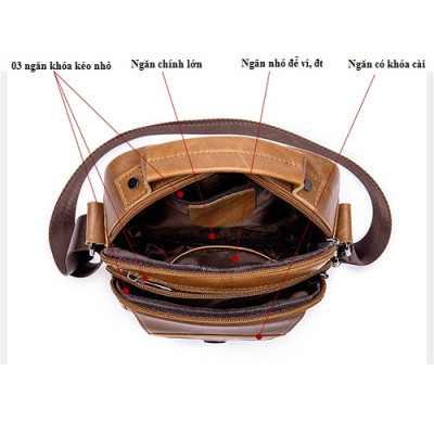 Túi đeo chéo nam Marrant BHM7329 Túi xách tay, da bò nguyên miếng, không bong tróc