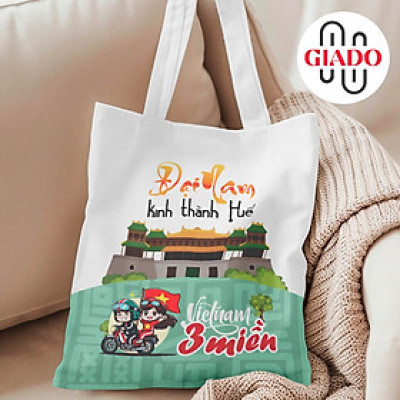 Túi canvas GIADO, túi vải bố, túi tote mẫu Việt Nam 3 miền Huế - Nhiều kích thước và màu sắc