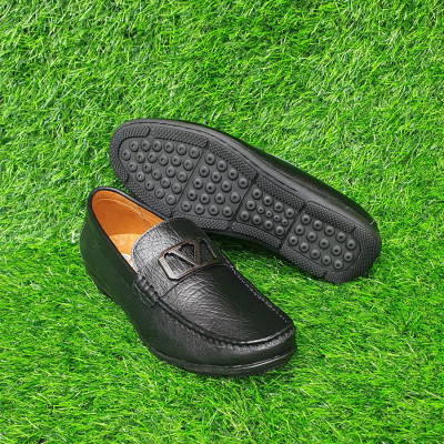 Giày lười nam da bò Trường Hải đế cao su 2 màu nâu,Đen GM330
