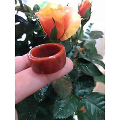 CHIẾC NHẪN VUÔNG ỐNG ĐỎ ĐẬM ĐẸP ĐÁ CẨM THẠCH MAY MẮN SIZE 17MM BẢN CAO 9,5MM AC MẠNG HỎA VÀ THỔ