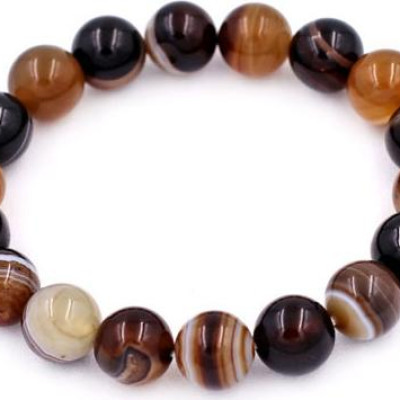 Vòng chuỗi đeo tay Mã Não Nâu Sọc 10 ly - hợp mệnh Kim, mệnh Thổ