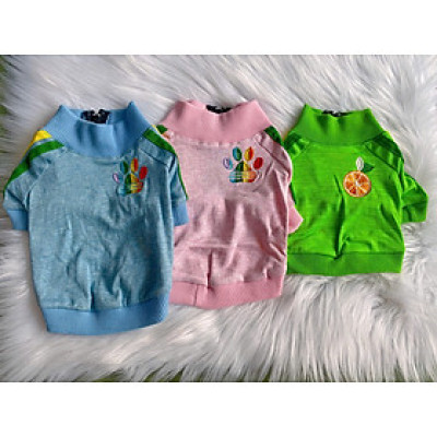 Áo thun cổ cao có tay họa tiết xinh xắn vải xịn - có dây kéo dành cho chó mèo