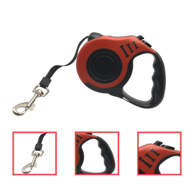 Dây dắt chó đi dạo dài 5M - Dây rút gọn có nút bật nhả dây và rút dây tự động - Chất liệu vải cứng an toàn cho cún nhà bạn - Màu đỏ