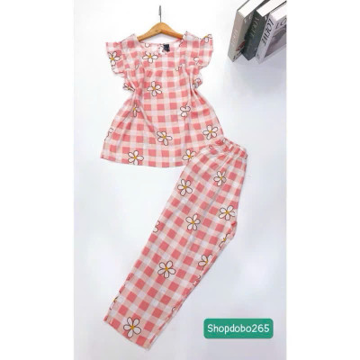 Đồ bộ nữ,đồ ngủ mặc nhà lửng 9 tấc tay cánh tiên vải lanh BL 57 họa tiết dễ thương size 51-70kg.