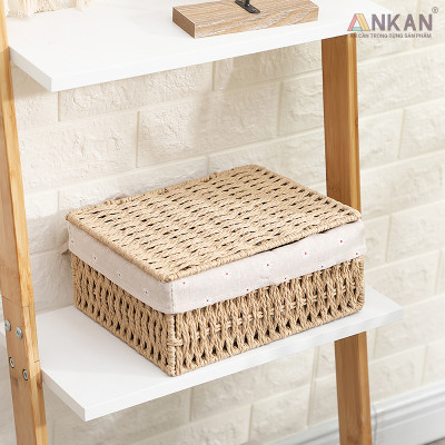 Giỏ Đựng Mỹ Phẩm Có Nắp ANKAN Dùng Để Bàn, Đựng Đồ Mini, Sắp Xếp Đồ Đạc Gọn Gàng, Ngăn Nắp