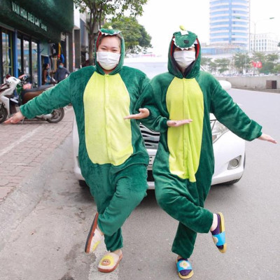 Bộ đồ liền thân hình thú Cá Sấu (Khủng long) xanh