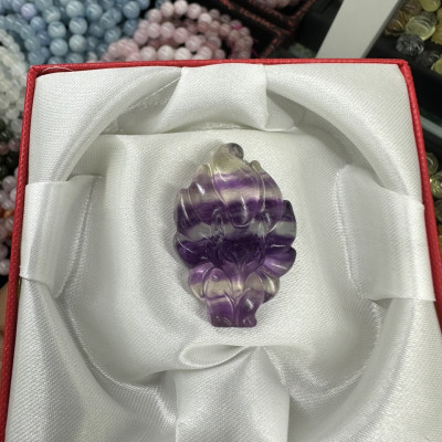 Mặt dây chuyền Hồ Ly phong thủy đá fluorit