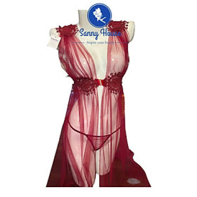 Váy Ngủ Ren Công Chúa Thêu Hoa Cột Eo Xuyên Thấu Gợi Cảm