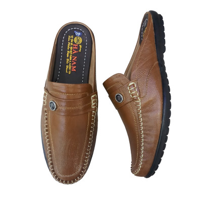 Dép Bít Mũi Nam Da Bò Thật TiTi ĐÔ Cao Cấp GSB20120d