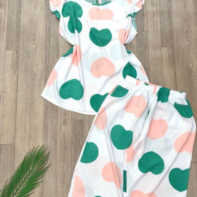 Đồ bộ nữ, đồ ngủ mặc nhà lửng tay cánh tiên vải lanh mềm ,mát BL 183 họa tiết dễ thương size 45-70kg.