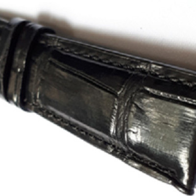 Dây Đồng Hồ Da Cá Sấu 2 Mặt (Màu Đen)