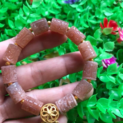 Vòng Tay phong Thủy may mắn tài lộc kiểu Đá Lu Charm mặt trời thiên nhiên vip Size 9mm x dài 12mm hàng cao cấp nữ đeo tay sang lắm luôn ạ 100% đá thiên đeo vào may mắn tốt sức khỏe tim mạch và đẹp ạ